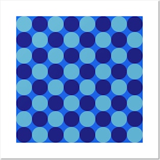 retro abstract blue polka dot pattern Posters and Art